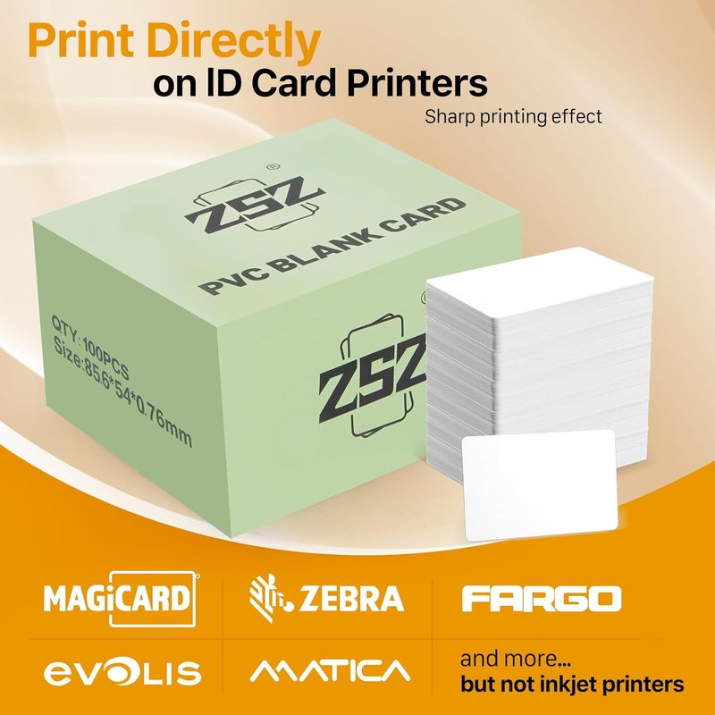ZSZ 100 عبوة - بطاقات PVC فارغة بدون خدوش، بطاقات بلاستيكية CR80 بسماكة 30 مل لطابعات بطاقات الهوية الفوتوغرافية - Image 5